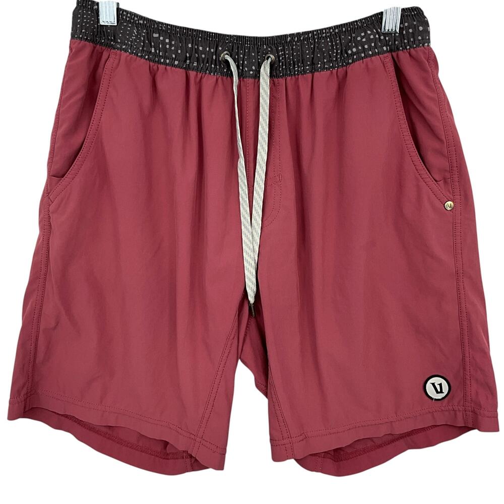 Vuori Kore Shorts Mens Small ? Red Lined Elastic Waist Drawstring Pockets Casual